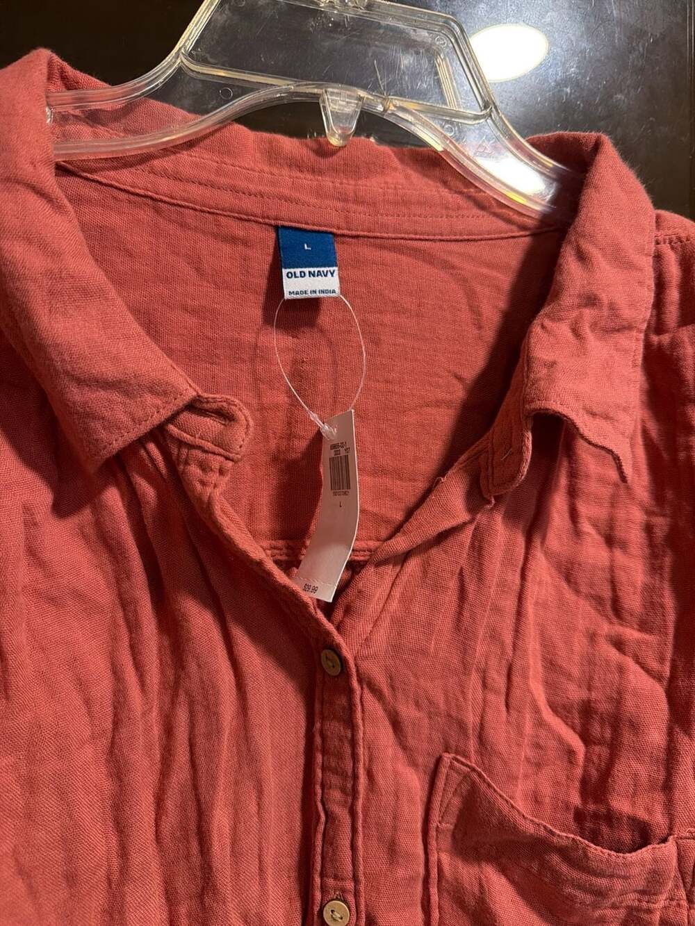 Old Navy Women's Short-Sleeve Crinkled Cotton Gauze Button-Down Shirt - Picture 2 of 3